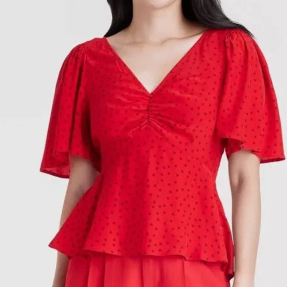 Red Polka Dot Women's Top - Picture 1 of 4